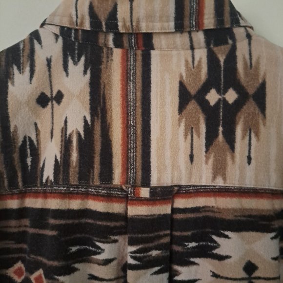 WOODS & WATER Outfitters Men's Co Tan Aztec Tribal Sothwestern Long Sleeve Sz Lg - Picture 7 of 7
